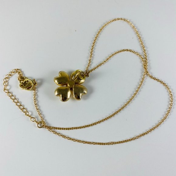 Vintage 4 leaf clover gold-tone and enamel necklace 20" - Picture 3 of 5